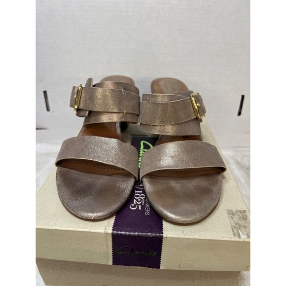 Clarks Ralene Rose Champagne Leather Sandals women Size 8M With Box - Picture 8 of 8
